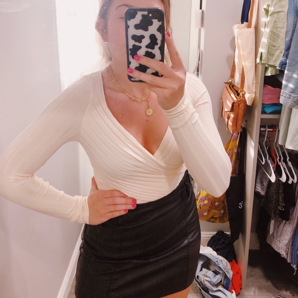 Urban Outfitters - Urban Renewal Cream Wrap Top